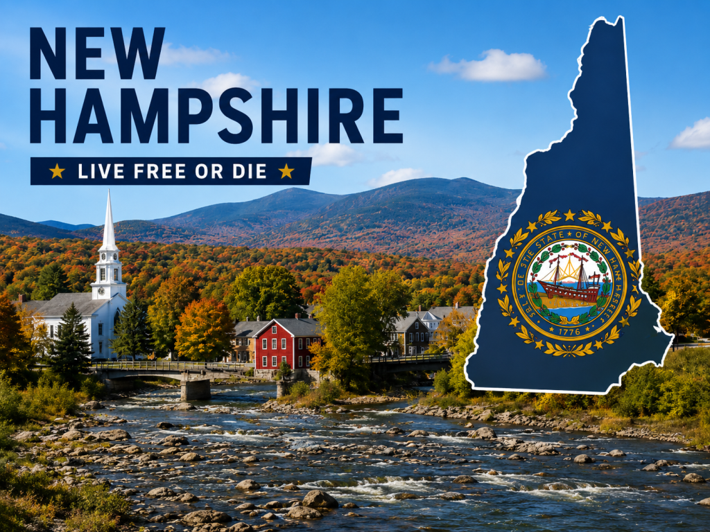 New Hampshire landscape graphic accompanying Centrist Independent Voter’s endorsement of Chris Pappas for U.S. Senate.