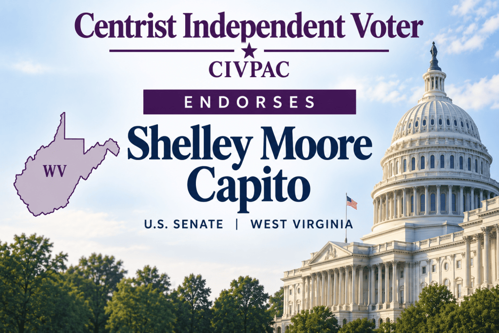 CIVPAC Centrist Independent Voter endorsement of Shelley Moore Capito for U.S. Senate in West Virginia